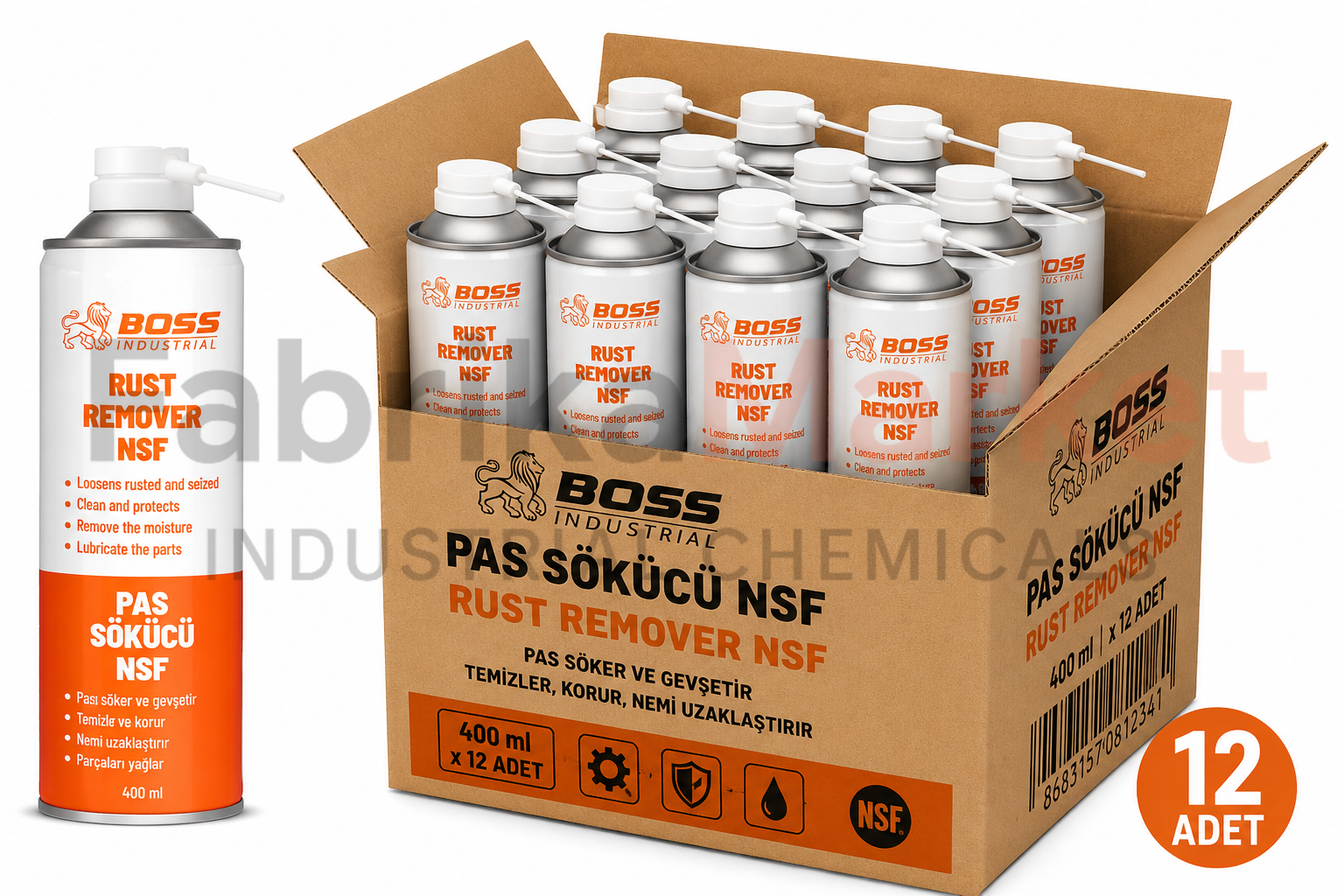 BOSS Pas Sökücü NSF Gıda Onaylı 12 Adet