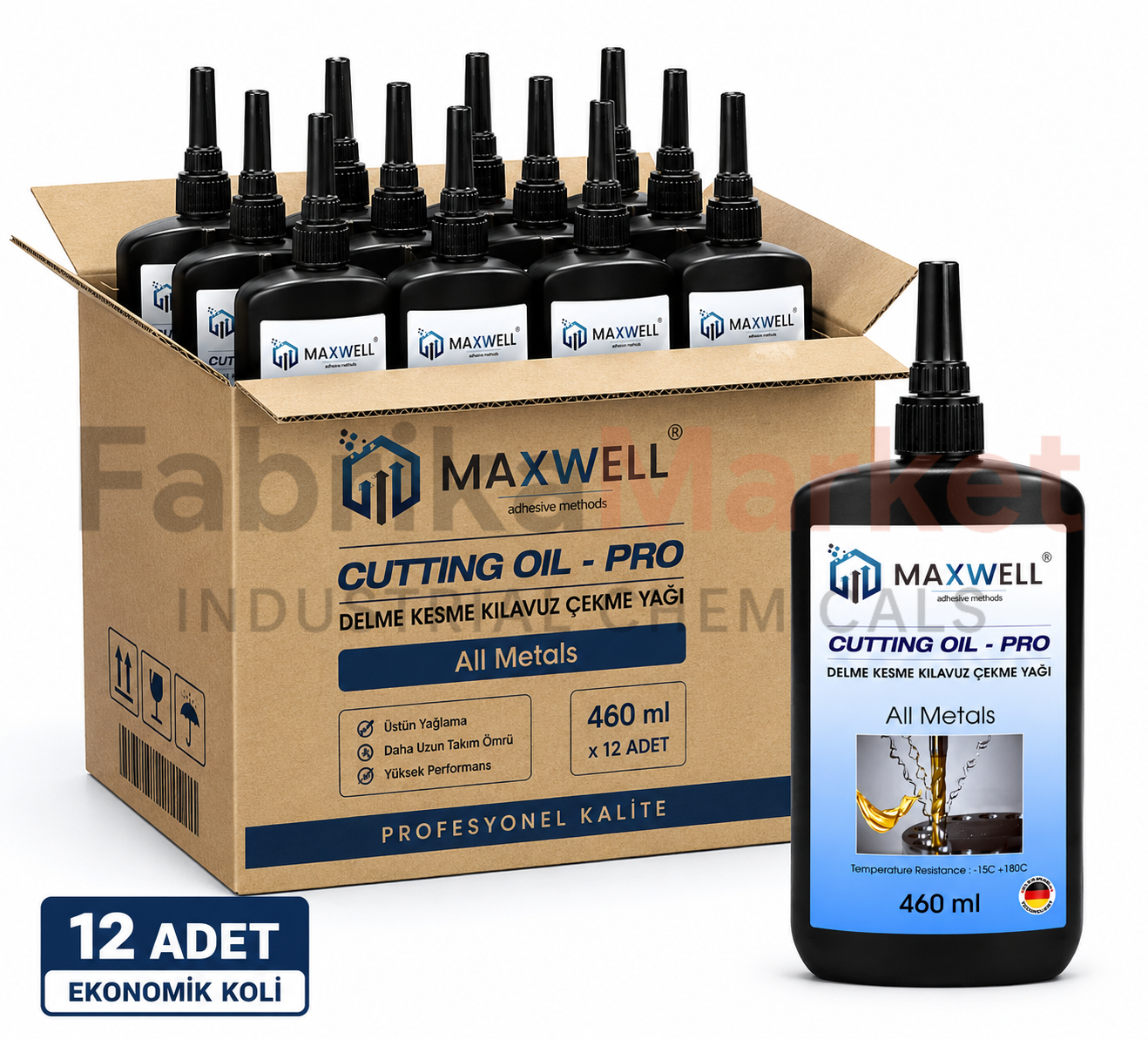 MAXWELL CUTTING OIL 12 Adet 460 ml Delme Kesme ve Kılavuz Çekme Yağı