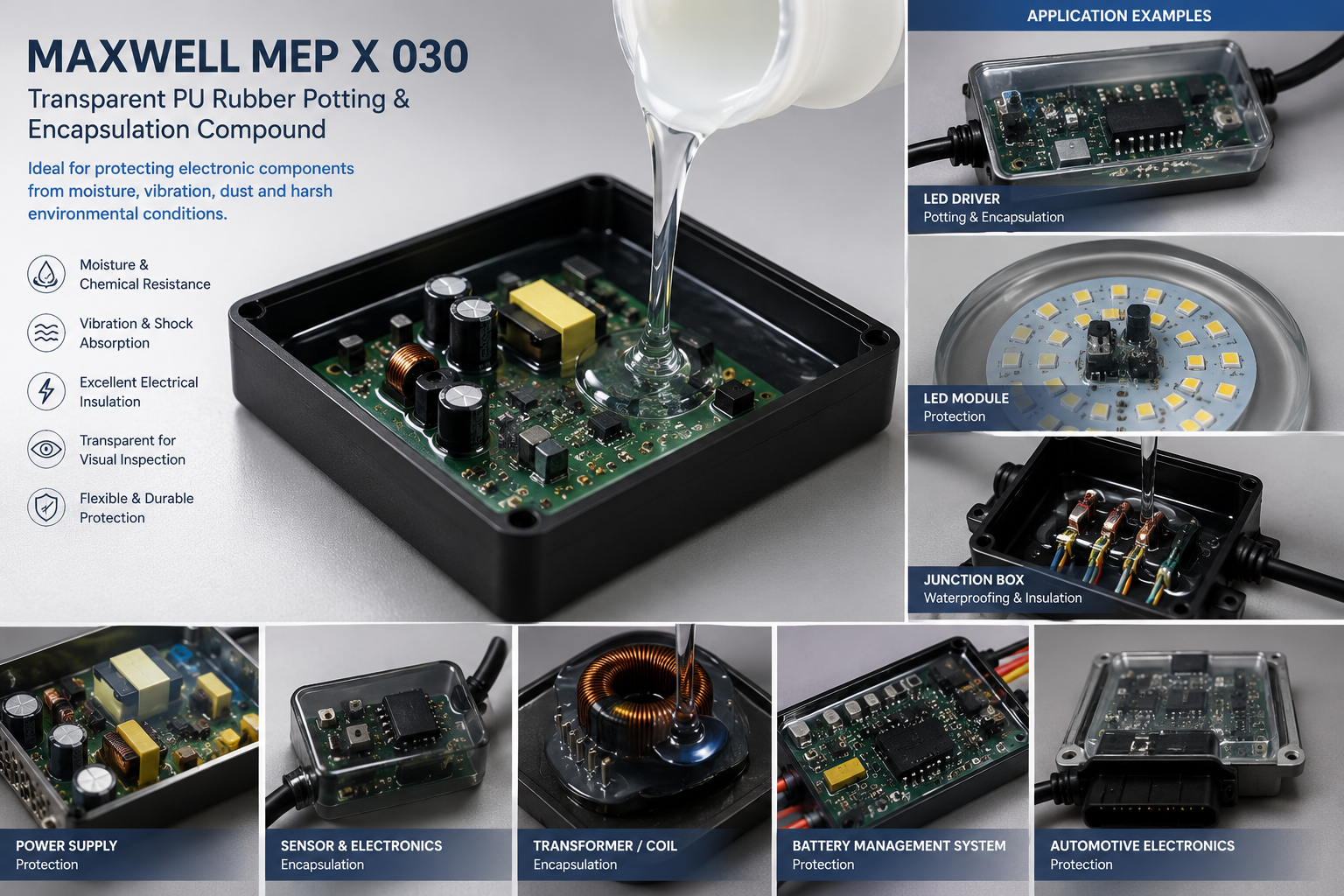 MAXWELL MEP X 030 Esnek PU Elektronik Potting Reçinesi